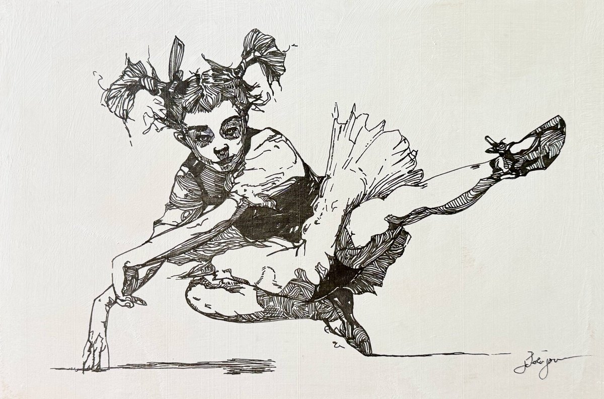 Illustrative Portrait Ink Drawing By Lola Jovan, 12 X 8", Pippi Is Unstoppable, Original Artwork