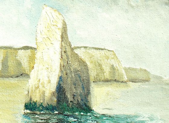 Chalk stacks at Botany Bay, Kent - An original oil painting on board. Lovely Gift!