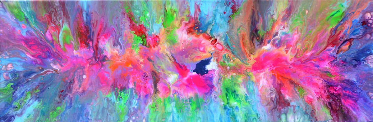 Organic Abstract Acrylic Painting By Soos Tiberiu, 47 X 16", Flowing Energy 30, Original Artwork