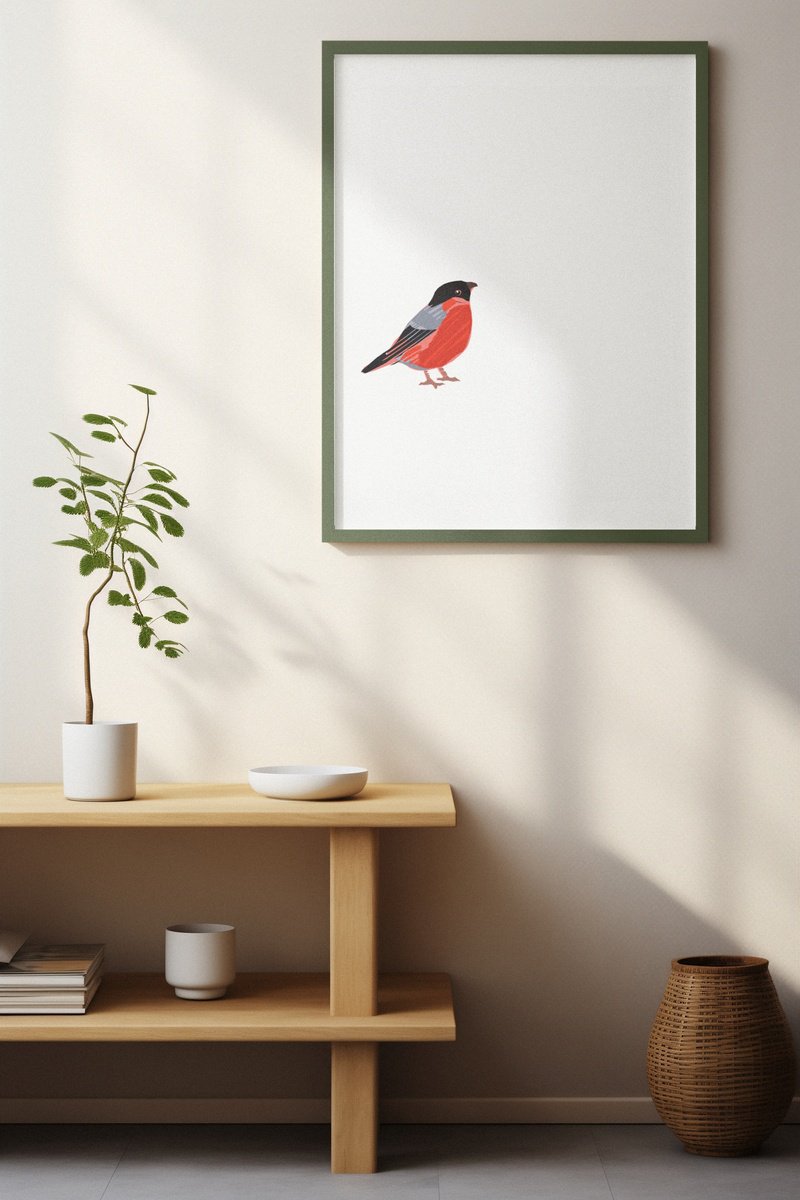 Animal Giclee Print By Emma Evans-Freke, 12 X 17, A Bullfinch Bird, Original Artwork