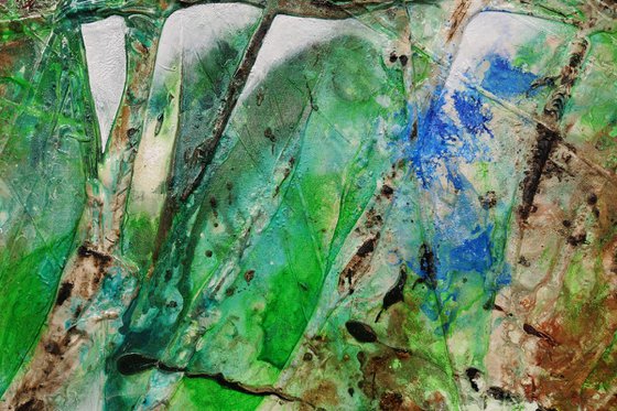 Palm Springs Bling 160cm x 100cm Green Rust Textured Abstract Art