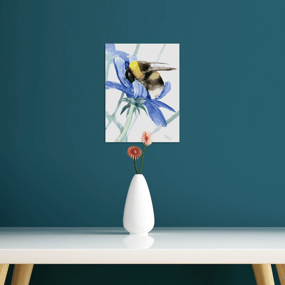 Bumblebee on a Blue Flower