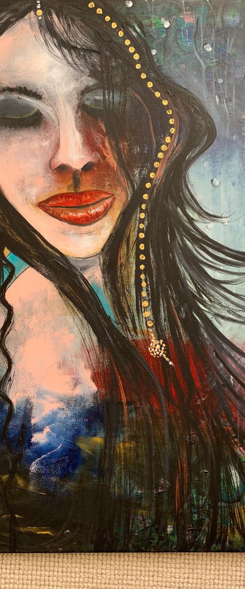 Woman Portrait, Morocco Inspired, Beautiful People, Original Paintings, Home Decor, Large Wall Art Gift Ideas, Original Artwork, Large Canvas Painting, Livingroom Decor, Bright Colours by Kumi Muttu