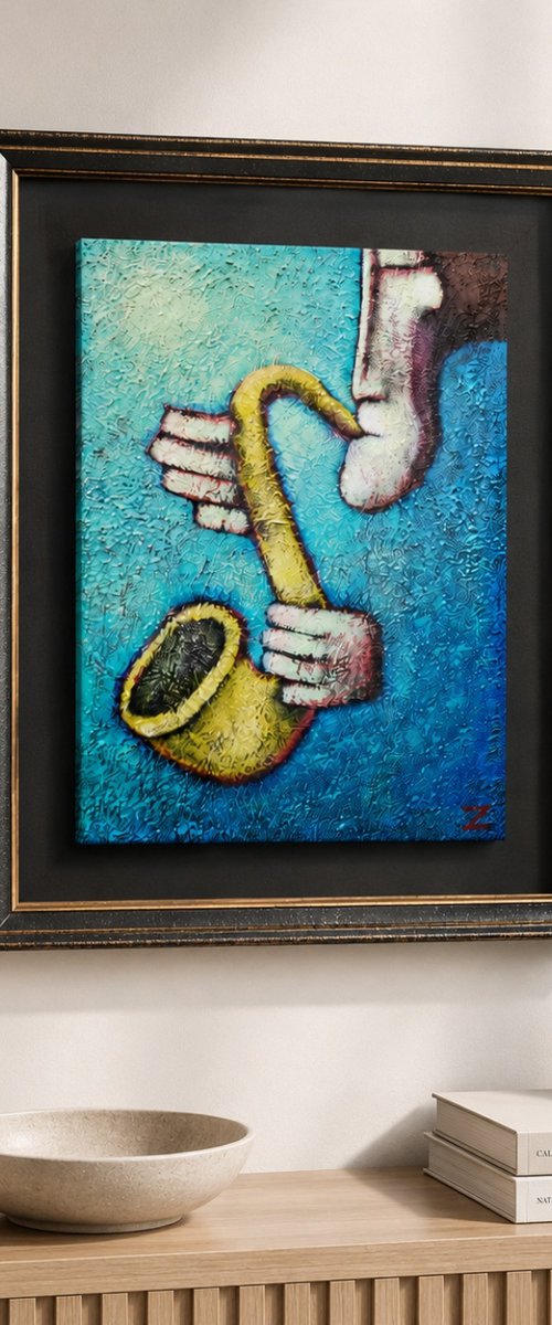 Sax Musiek (30cm x 40 cm x 1.6cm) by Zhana Viel