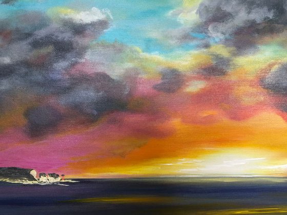 Sunrise over the Isle of Wight on a large canvas