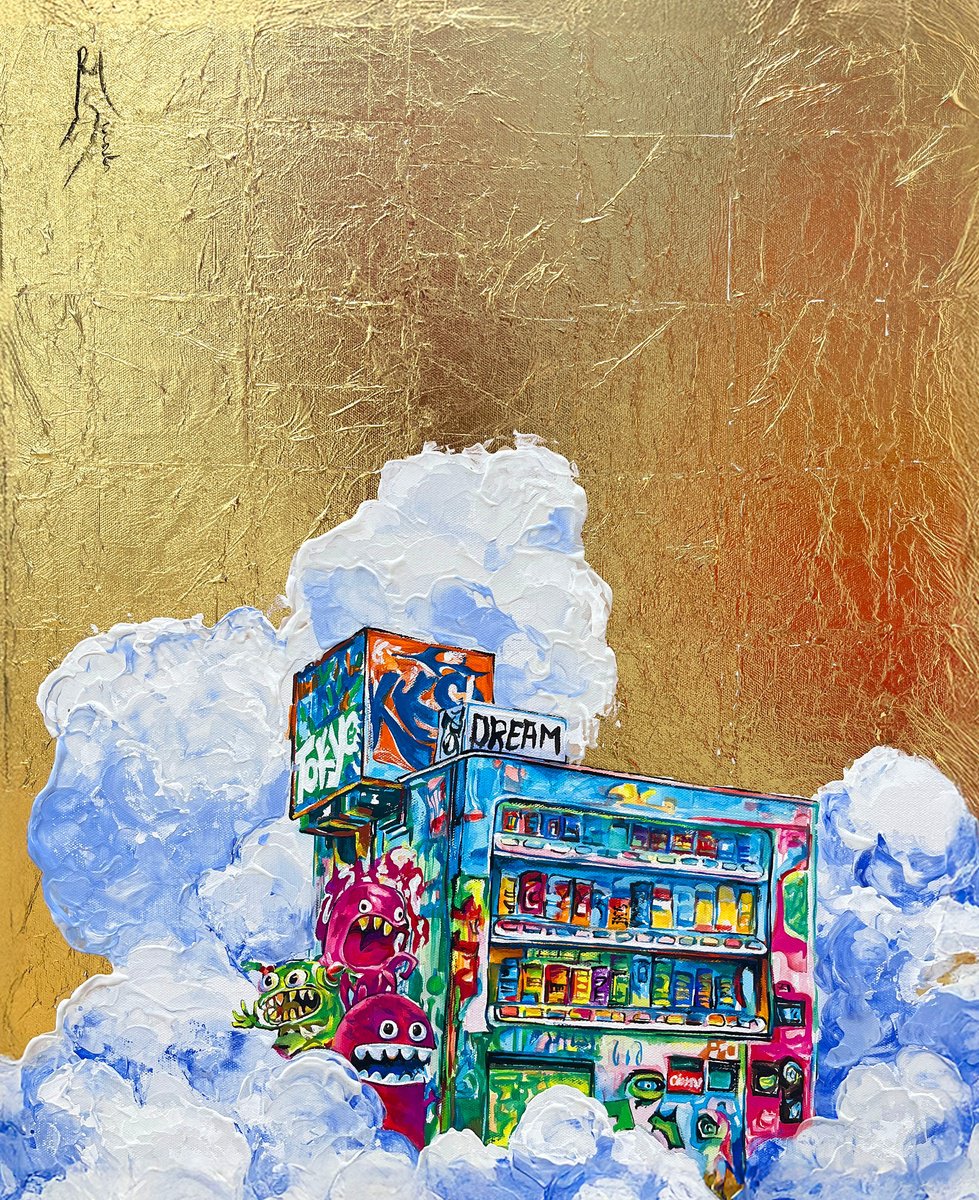 Urban And Pop Cityscapes Acrylic Painting By Pavs, 20 X 24", Cloud Vendor, Original Artwork