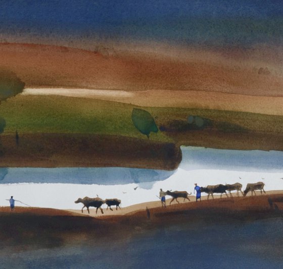 Evening parade by the pond