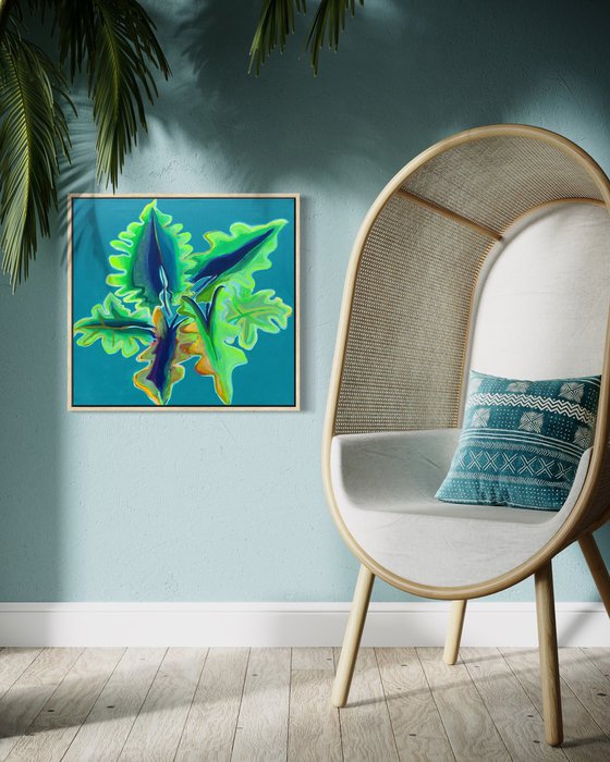 Blue and Green Alocasia Study