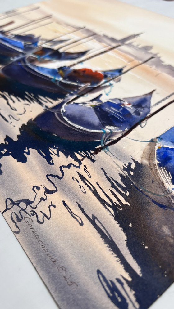 Sun-Kissed Boats of Venice