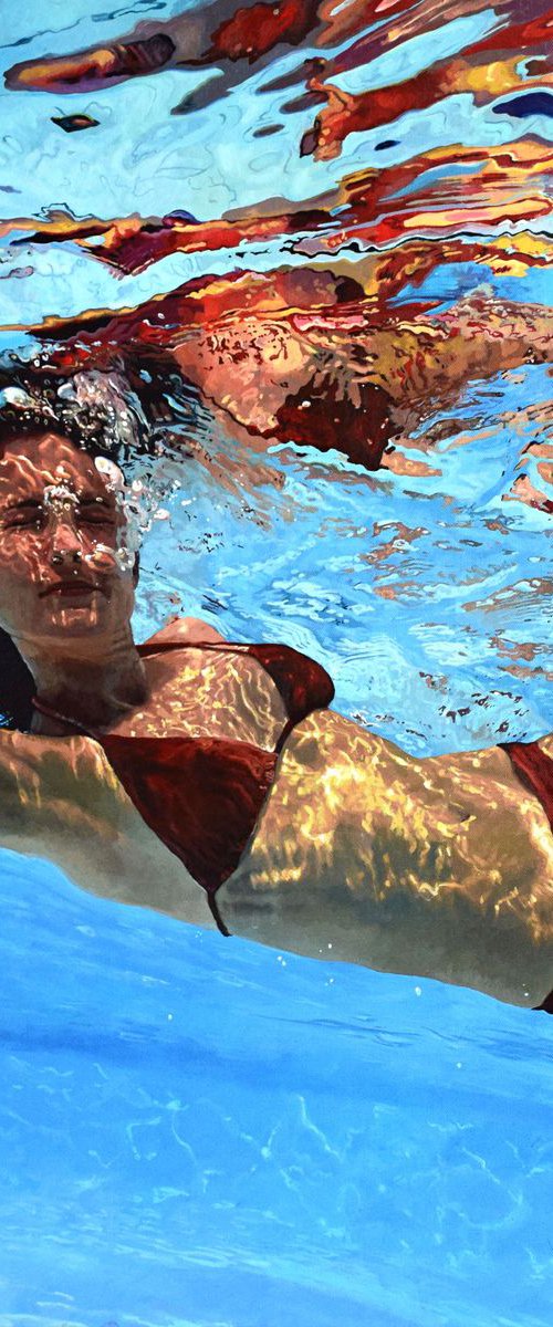 Luminescence - Large Swimming Painting by Abi Whitlock