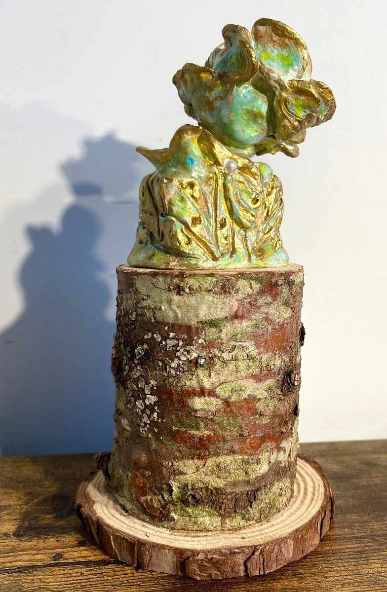 Organic Portrait Clay Sculpture By Cristina Mihailescu, 3 X 6, The Keeper Of Stories, Original Artwork