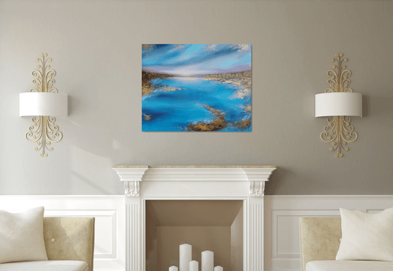 A XL large beautiful modern semi-abstract  seascape painting "Illusion"