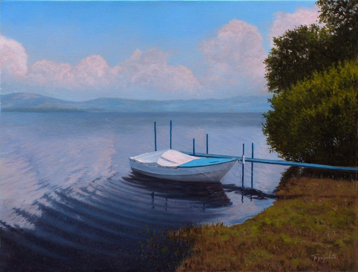 Photorealistic Landscape Oil Painting By Dejan Trajkovic, 31 X 25, Siesta, Original Artwork