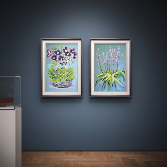 Set of 2 Pastel Wild orchids