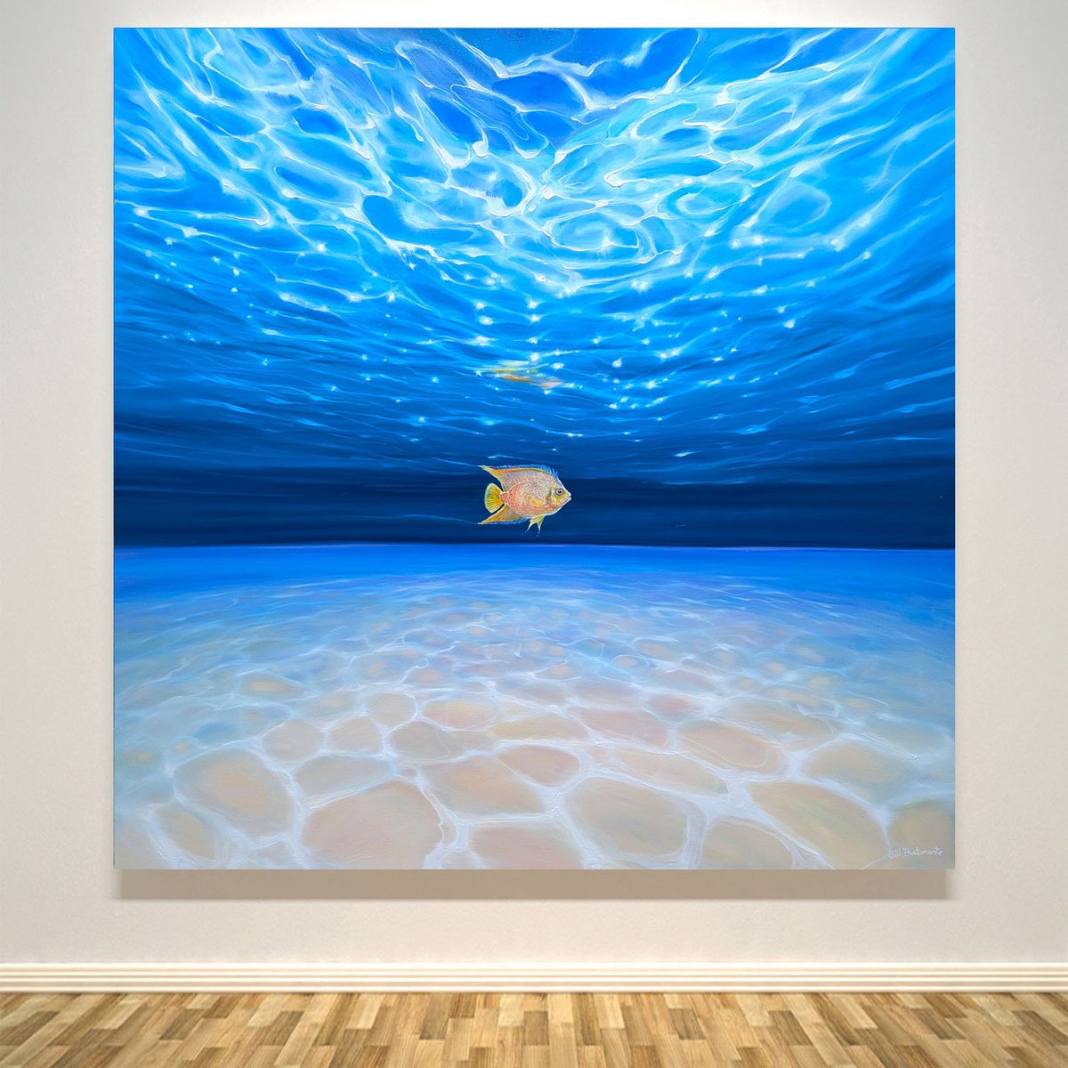 Expressive Landscape Oil Painting By Gill Bustamante, 40 X 40, Under Sea Rebel, Original Artwork