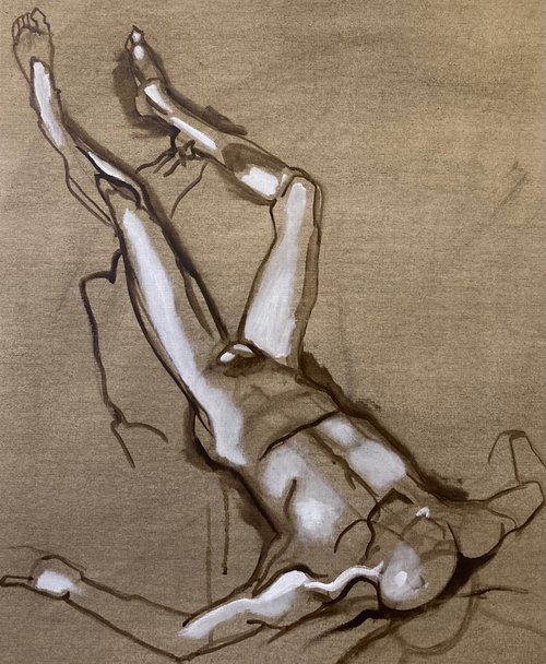 Reclining Nude (Grey) by Tarja Laine