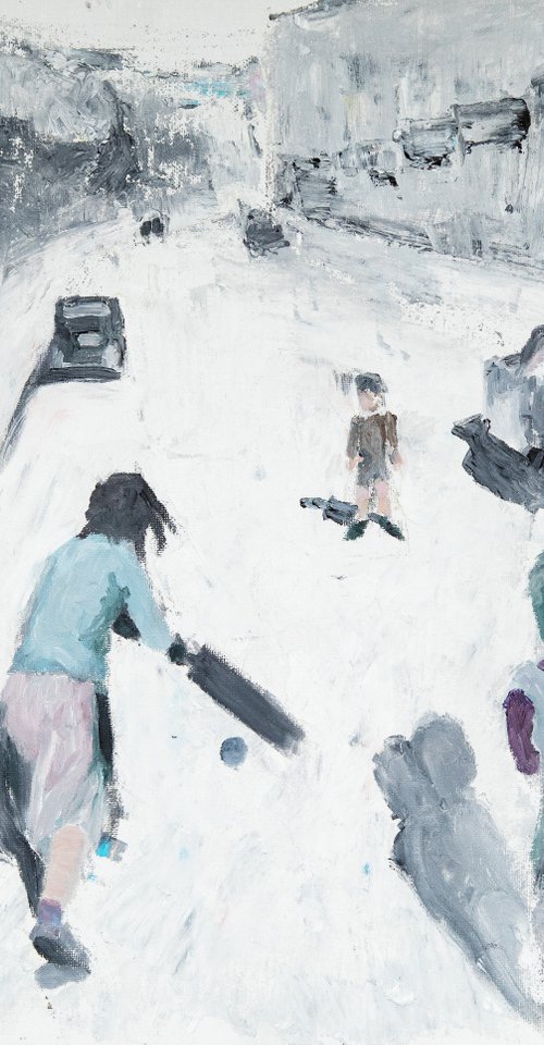 Children Playing Cricket On The Street by Ryan  Louder