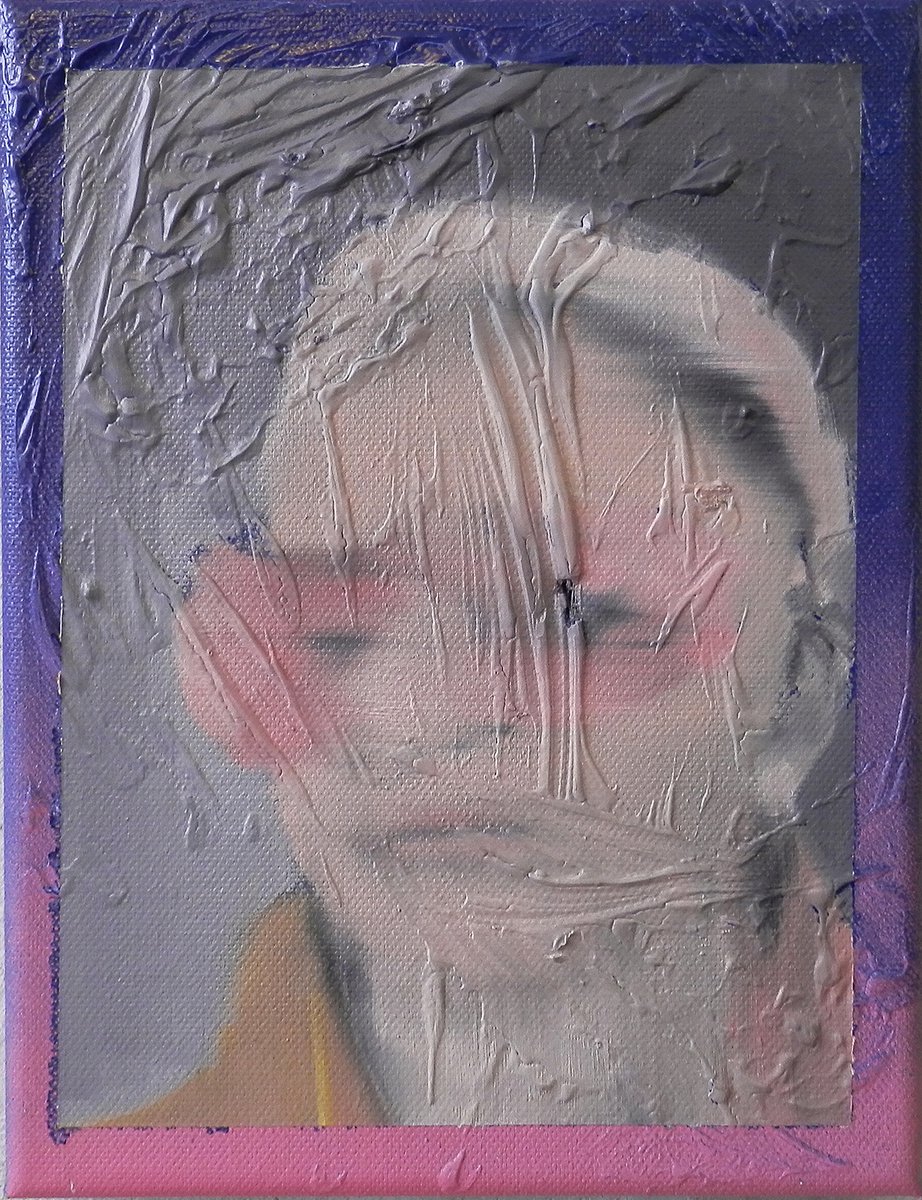 Urban And Pop Portrait Oil Painting By Milos Hronec, 7 X 9", New Generation 5, Original Artwork