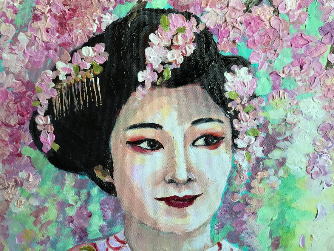 A Japanese Spring 日本の春 Acrylic painting by Colette Baumback Artfinder