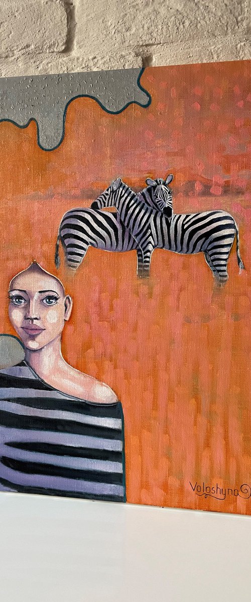 Pictute "Thoughts about zebras". Original oil painting by Mary Voloshyna