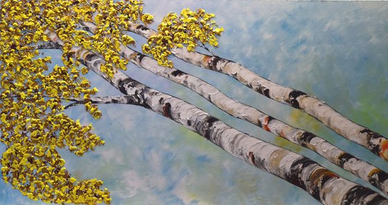 Birches - Large Birch Tree Painting 60" x 30"