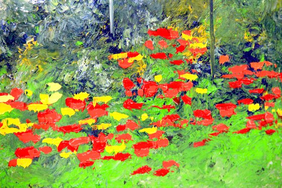 Colorful original oil painting on canvas landscape