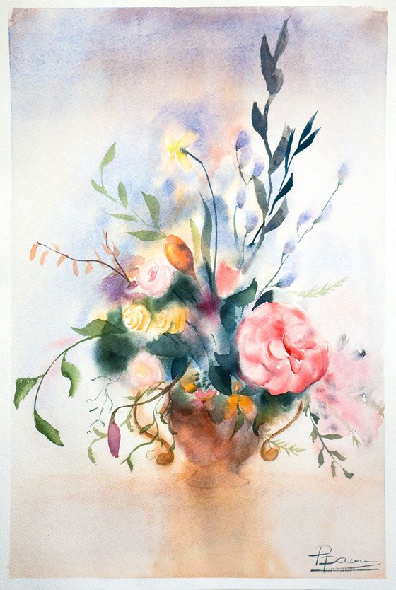 Bouquet of Flowers Original watercolor painting