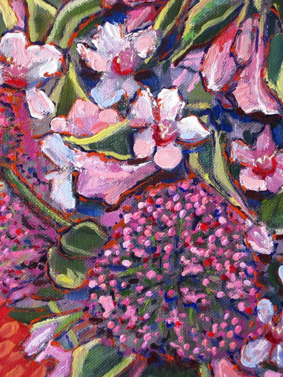 Flowers with a Red Background