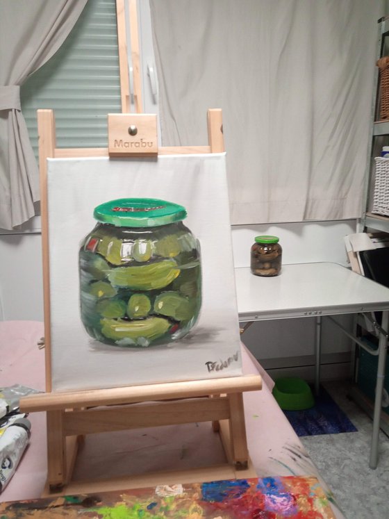 Pickled cucumbers in the glass jar v2