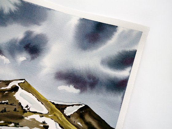 Mountain range art /Clouds painting