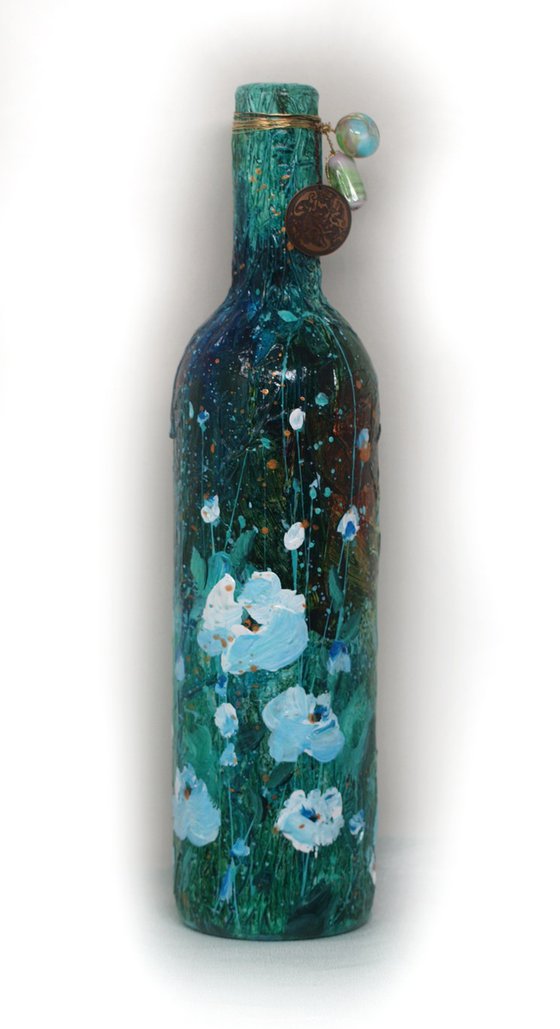 Garden Bliss 1 - Altered Wine Bottle Sculpture