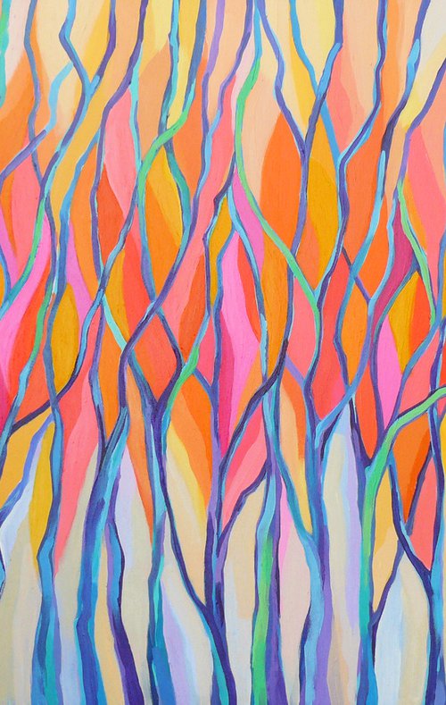 Sunrise behind the trees 120/80 by Mima Taneva