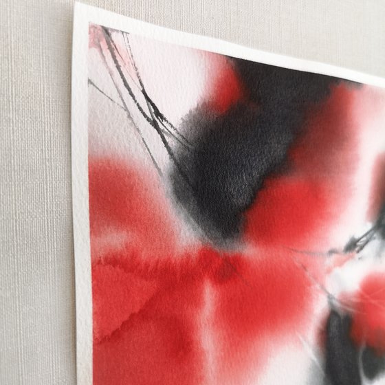 Black and red abstract flowers