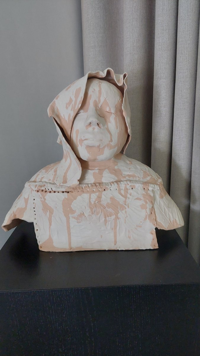 Impressionistic Portrait Clay Sculpture By Els Driesen, 16 X 14, Warrior, Original Artwork