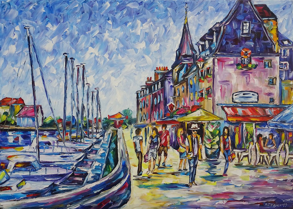 Expressive Oil Painting , At The Harbor Of Honfleur By Mirek Kuzniar, 28 X 20, Artwork For Sale On Artfinder