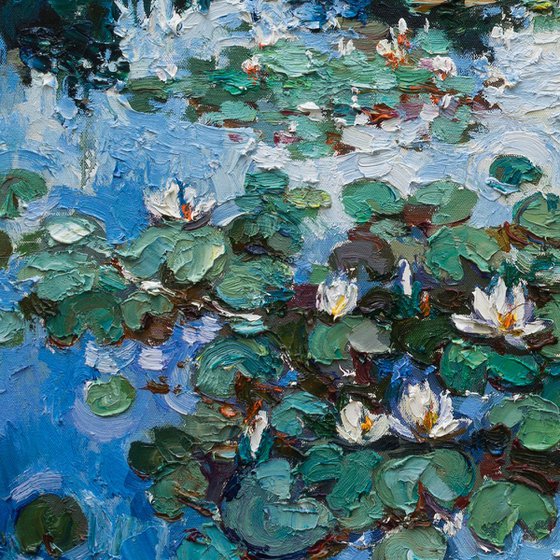 Water Lilies - Original Oil painting - FREE SHIPPING