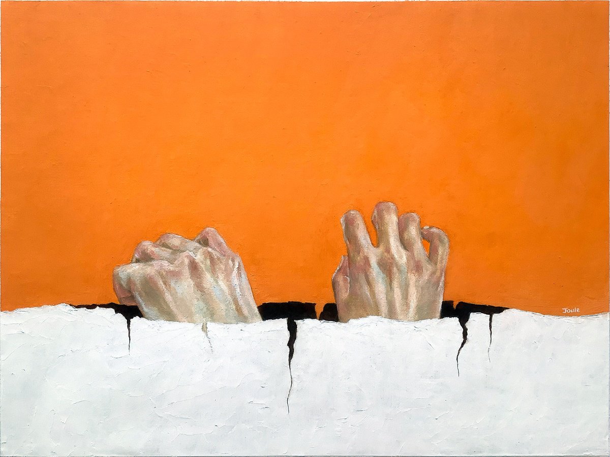 Surrealistic Portrait Oil Painting By Joule Kim, 15 X 12", Babylon, Original Artwork