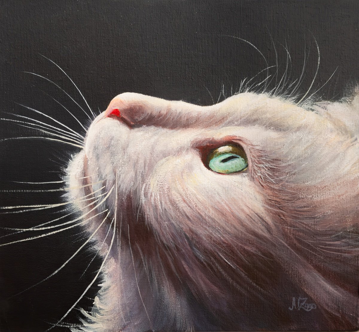 Photorealistic Animal Acrylic Painting By Norma Beatriz Zaro, 9 X 8", "Gaze Into The Infinite", Original Artwork
