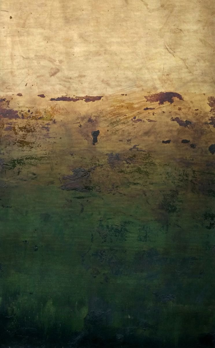 Organic Landscape Painting By Abhishek Kumar, 3 X 3, Caoutchouc Vii, Original Artwork