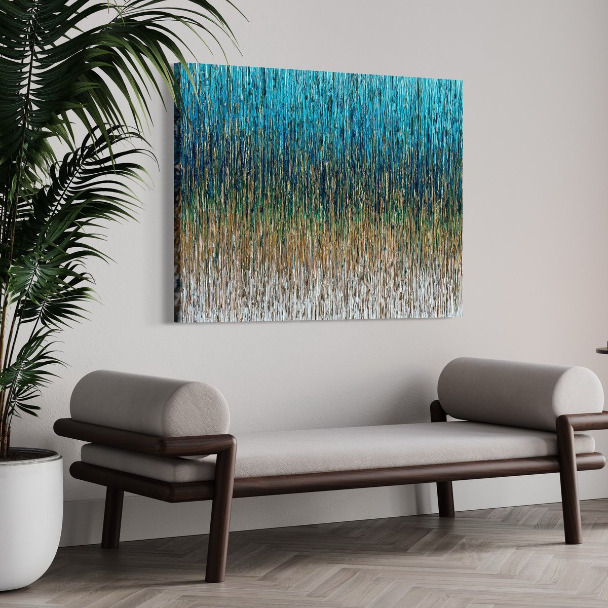 Abstract Acrylic Painting By Daniela Pasqualini, 48 X 36, Emerald Gleam, Original Artwork