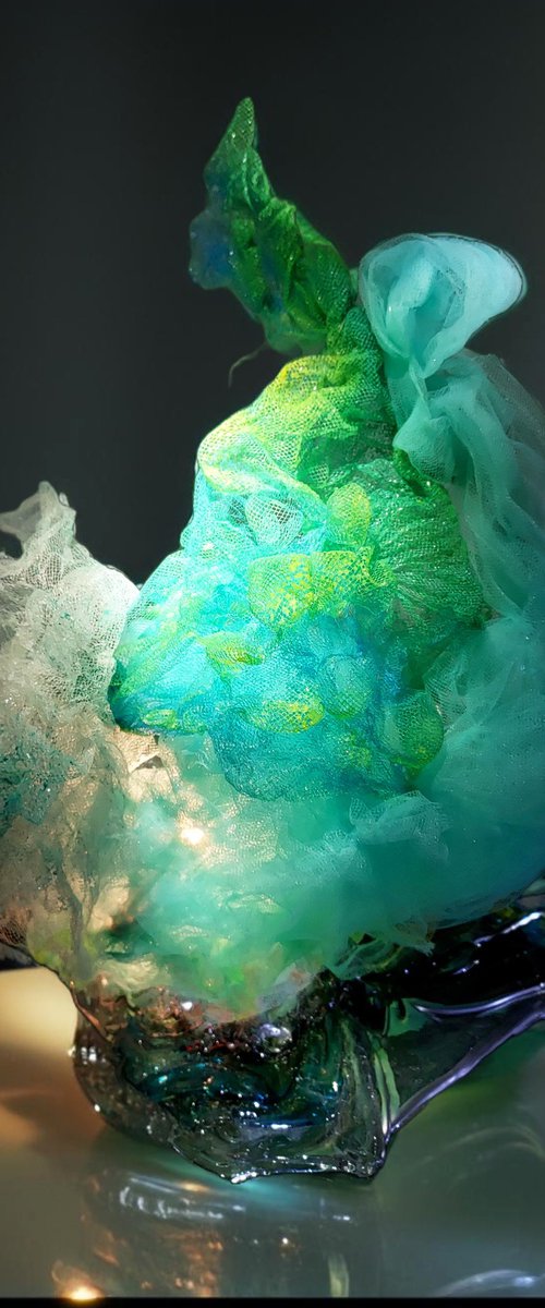 Lighted Sculpture Emerald Seas by Nikolina Andrea Seascapes and Abstracts