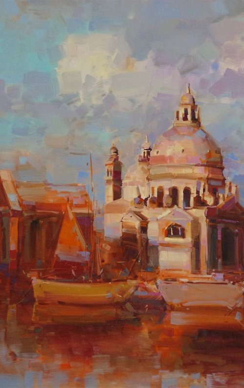 Venice in Gold Original oil painting  Handmade artwork One of a kind Large Size by Vahe Yeremyan