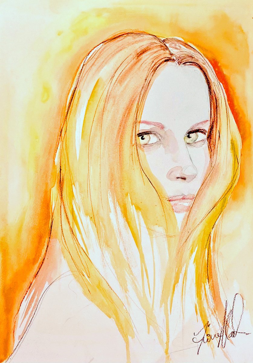 Expressive Portrait Watercolour By Fiona Maclean, 12 X 17, Self Portrait, Original Artwork