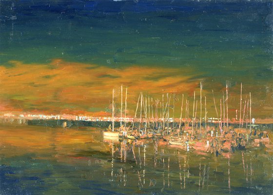 Dublin harbor in the night
