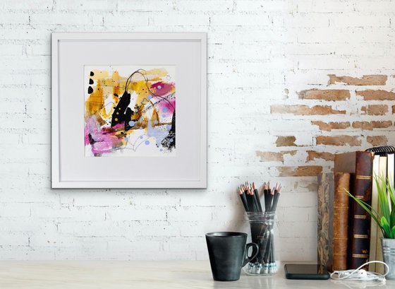 Don't spill the beans - Framed abstract painting - Ready to hang