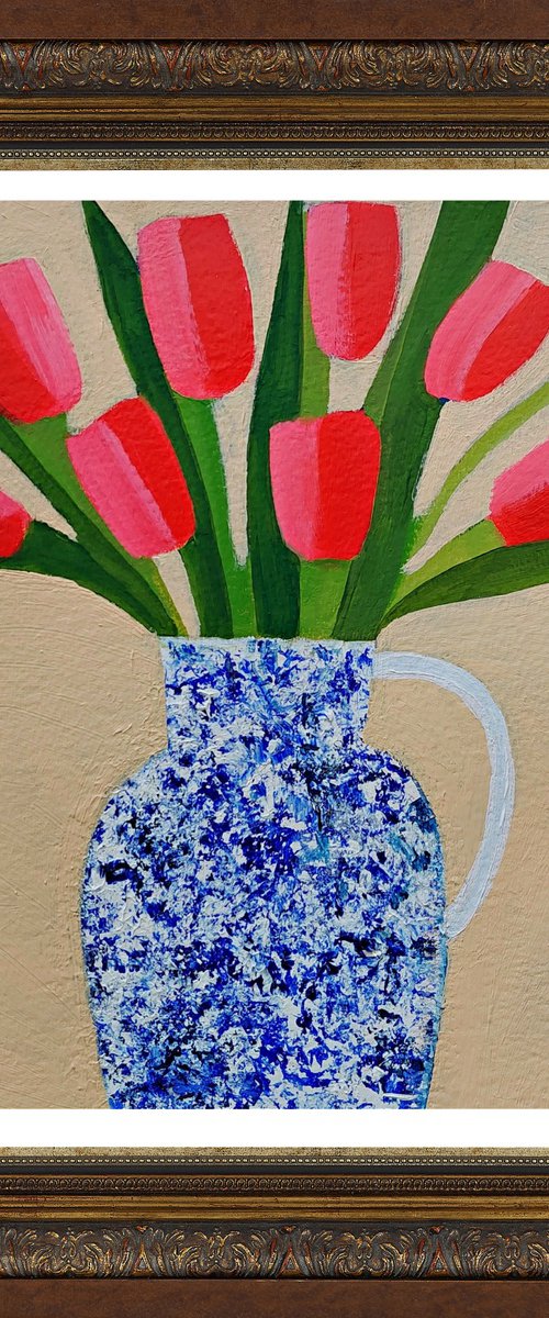 Eight Red Tulips by Jan Rippingham