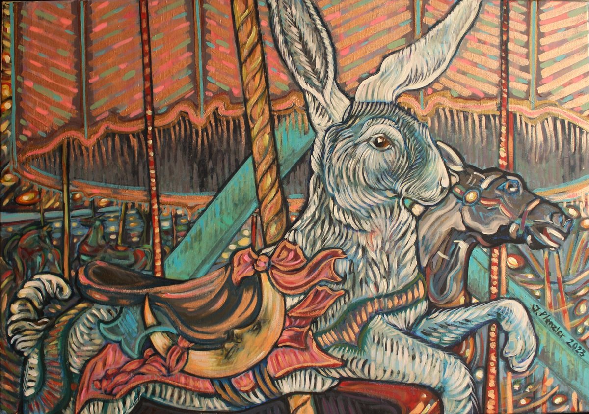 A rabbit and mule carousel by Joanna Plenzler
