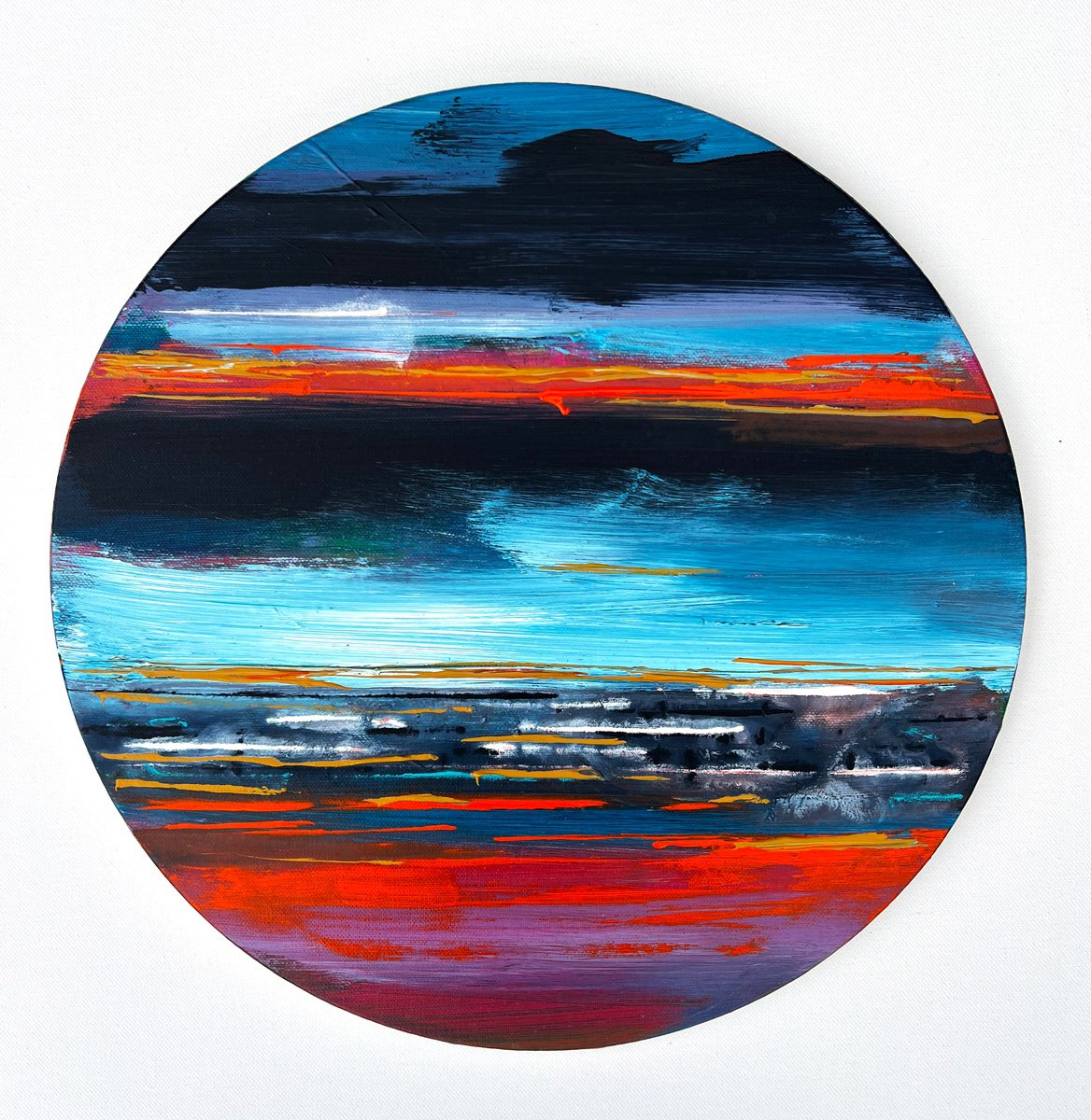 Organic Landscape Acrylic Painting By Randi Antonsen, 16 X 16", Impressions Of A Beach, Original Artwork