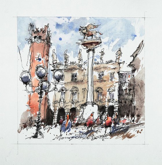 Verona, Piazza delle Erbe, watercolor