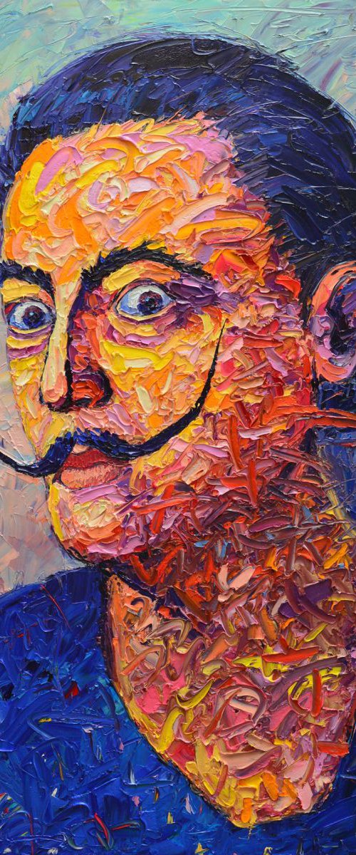 DALI - palette knife oil painting portrait of Salvador Dali by ANA MARIA EDULESCU